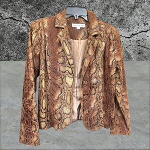 Petite medium Bamboo Traders Brown gold Blazer baddie snake print Jacket
